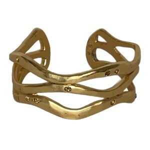 Bracelet - Chicos Wave Design Cuff with Amber Rhinestones